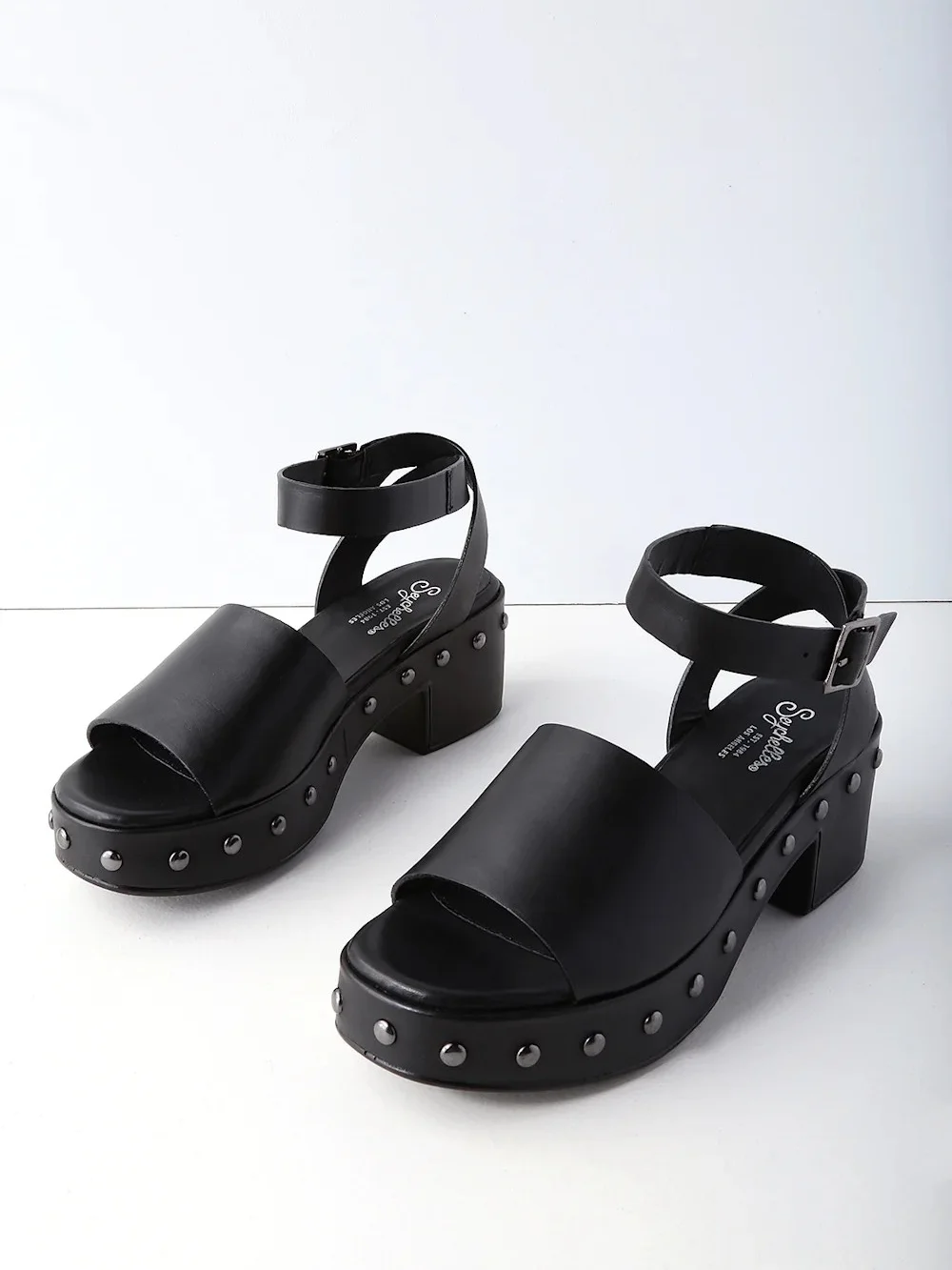 Spare Moments Black Leather Platform Sandals By Seychelles Size 7